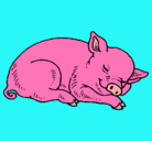 Dibujo Cerdo durmiendo pintado por casillas