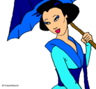 Dibujo Geisha con paraguas pintado por erika123