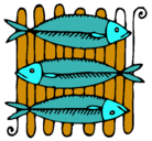 Dibujo Pescado a la brasa pintado por yaritza
