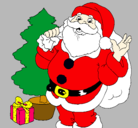 Dibujo Santa Claus y un árbol de navidad pintado por puchurri
