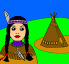 Dibujo India y tepee pintado por maka