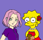 Dibujo Sakura y Lisa pintado por bryaaannhnn
