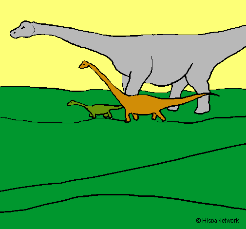 Dibujo Familia de Braquiosaurios pintado por erika123