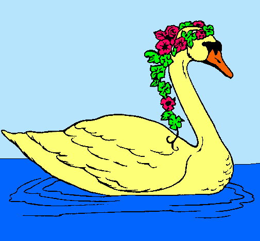 Cisne con flores