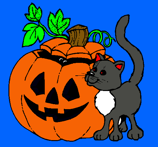 Calabaza y gato