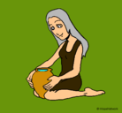 Dibujo Mujer y jarrón pintado por prehistoriosa