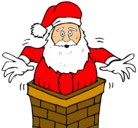 Dibujo Papa Noel en la chimenea pintado por luciernaga