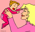 Dibujo Madre con su bebe pintado por hola