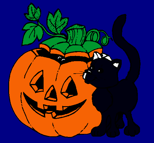 Calabaza y gato