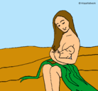Dibujo Madre con su bebe pintado por pimpi