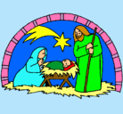 Dibujo Pesebre de navidad pintado por Hector