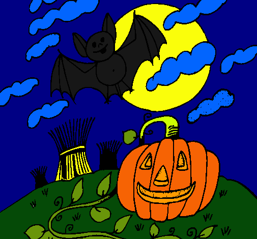 Dibujo Paisaje de Halloween pintado por lareina199