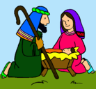 Dibujo Adoran al niño Jesús pintado por noah
