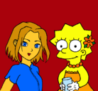 Dibujo Sakura y Lisa pintado por inon