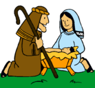 Dibujo Adoran al niño Jesús pintado por NAVIDAD
