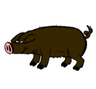 Dibujo Cerdo con pezuñas negras pintado por cari