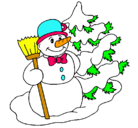 Dibujo Muñeco de nieve y árbol navideño pintado por 2489709