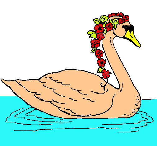 Cisne con flores