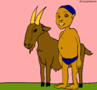 Dibujo Cabra y niño africano pintado por amalia