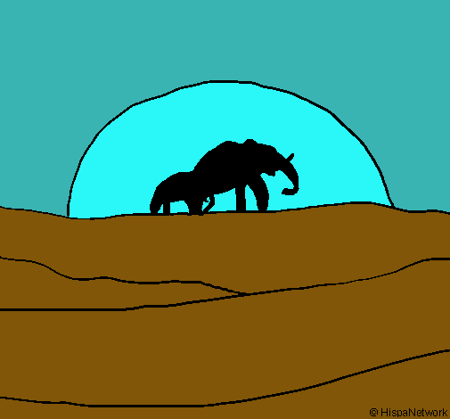 Elefante en el amanecer