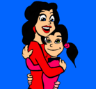 Dibujo Madre e hija abrazadas pintado por alice