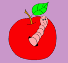 Dibujo Manzana con gusano pintado por rubiprinces