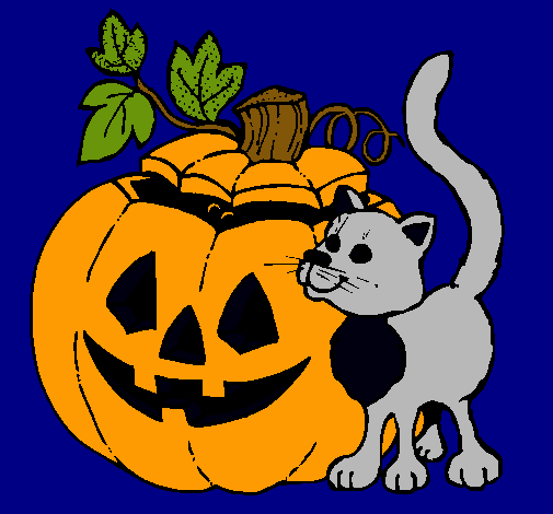 Calabaza y gato