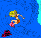 Dibujo Barbie practicando surf pintado por gadielx