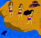 Dibujo Barbie y sus amigas en la playa pintado por yemy