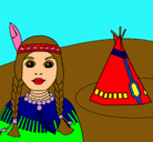 Dibujo India y tepee pintado por bobo