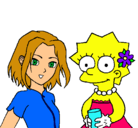 Dibujo Sakura y Lisa pintado por piolin