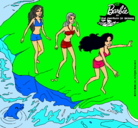 Dibujo Barbie y sus amigas en la playa pintado por yeimy