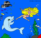 Dibujo Barbie jugando con un delfín pintado por Anii