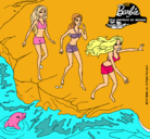 Dibujo Barbie y sus amigas en la playa pintado por mariona