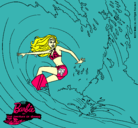 Dibujo Barbie practicando surf pintado por Yanelys 