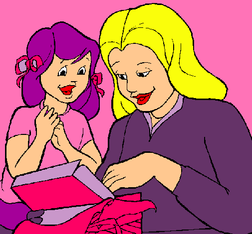 Dibujo Madre e hija pintado por alexa