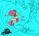 Dibujo Barbie practicando surf pintado por merliasamer