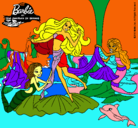 Dibujo Barbie con sirenas pintado por chantarel