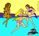 Dibujo Barbie y sus amigas pintado por Merlia