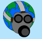 Dibujo Tierra con máscara de gas pintado por esthel