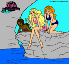 Dibujo Barbie y sus amigas sentadas pintado por Rebe