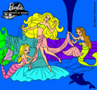 Dibujo Barbie con sirenas pintado por antonela