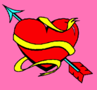 Dibujo Corazón con flecha pintado por Escolar