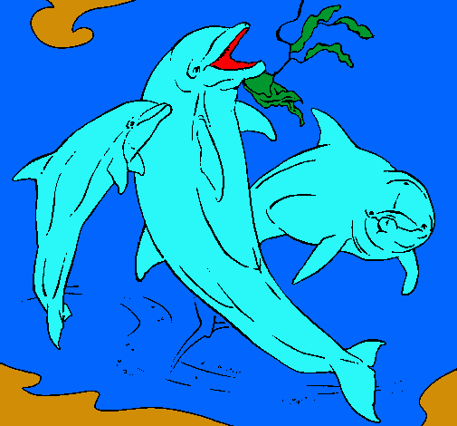 Dibujo Delfines jugando pintado por feral03