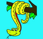 Dibujo Serpiente colgada de un árbol pintado por ujhy
