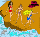 Dibujo Barbie y sus amigas en la playa pintado por Anii