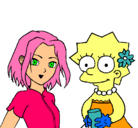 Dibujo Sakura y Lisa pintado por kathy
