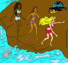 Dibujo Barbie y sus amigas en la playa pintado por MADA