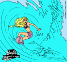 Dibujo Barbie practicando surf pintado por AMELIA