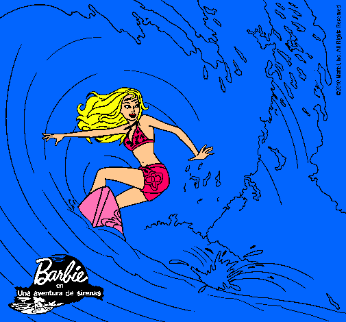 Barbie practicando surf